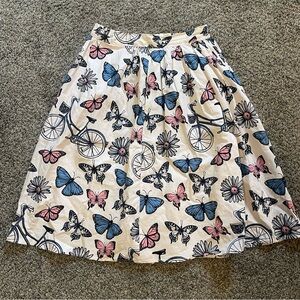 ModCloth Fervour Butterfly and Bicycles Summer Skirt